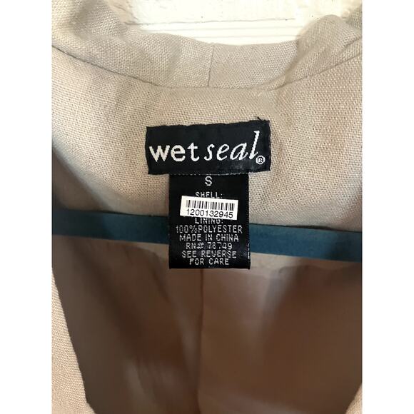 Vintage Y2k WET SEAL Linen Blazer Jacket w Bow Details Size Small S Office Siren - Picture 4 of 9